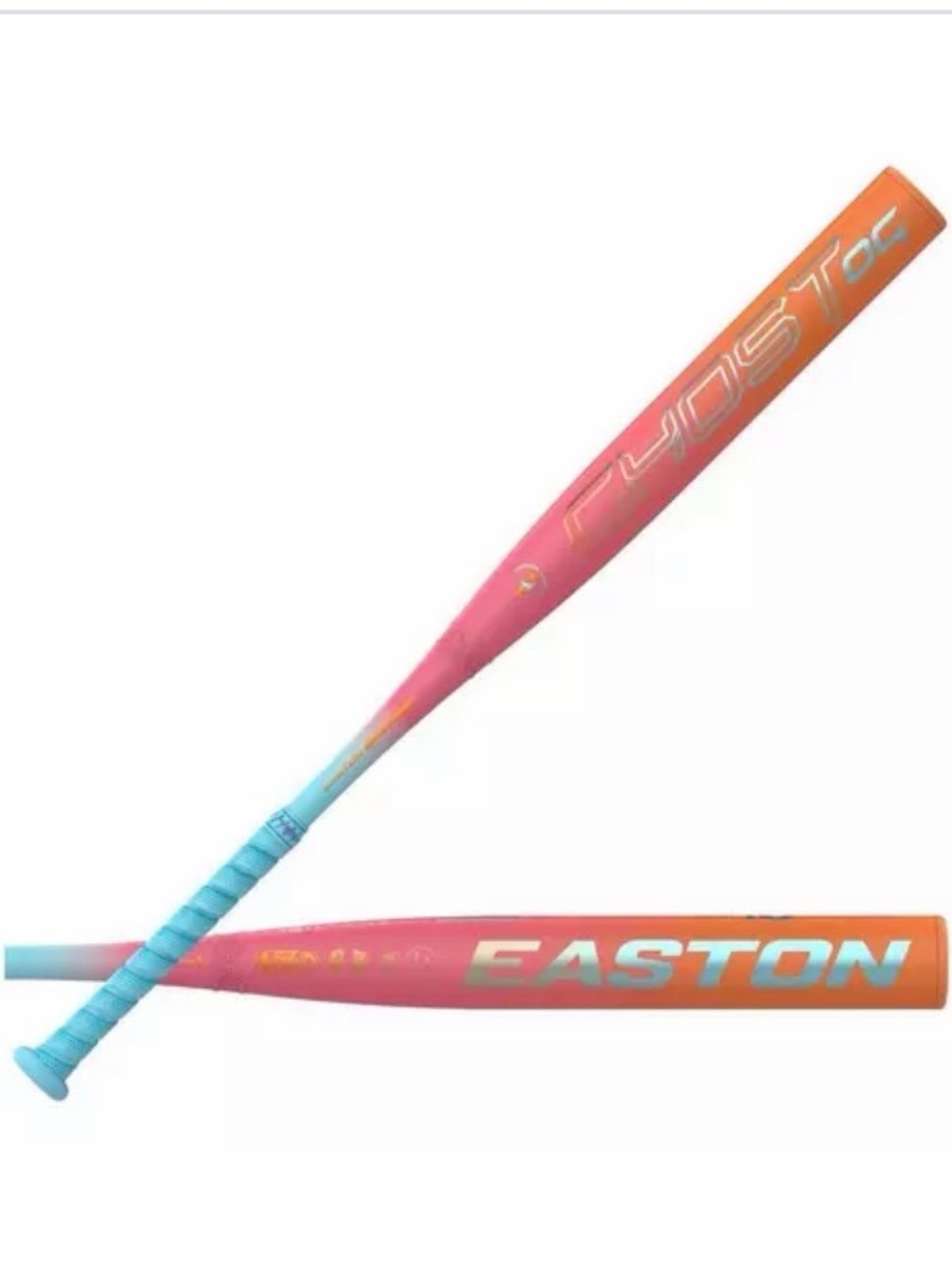 Easton Pink to Orange Gradient Fastpitch Bat with Light Blue Grip